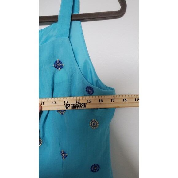 VINTAGE 1990S DAWN JOY 14 Blue Sea Beach Dress Tank Embroidered Nautical Summer - Picture 4 of 7